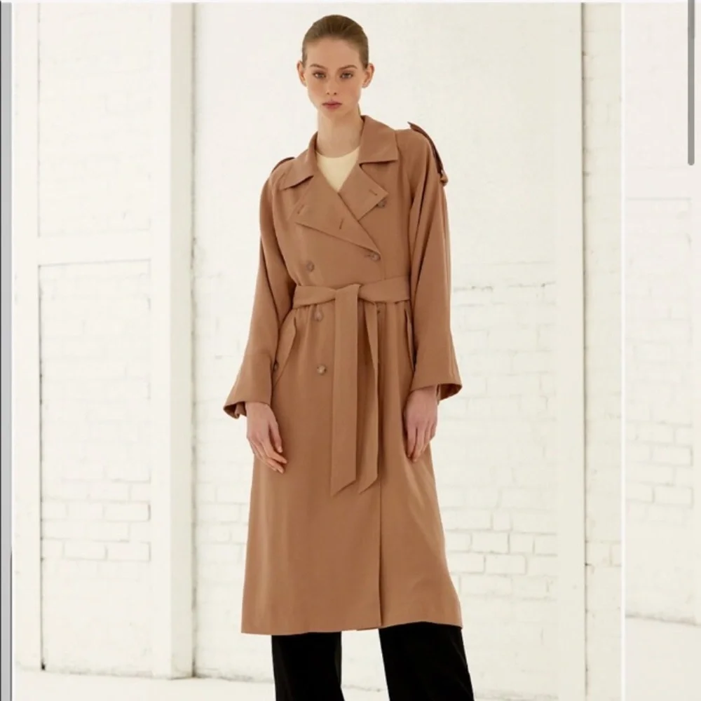 Babaton 1-01 Tarek trench coat Constant camel L XL w/o belt as is - Picture 4 of 6